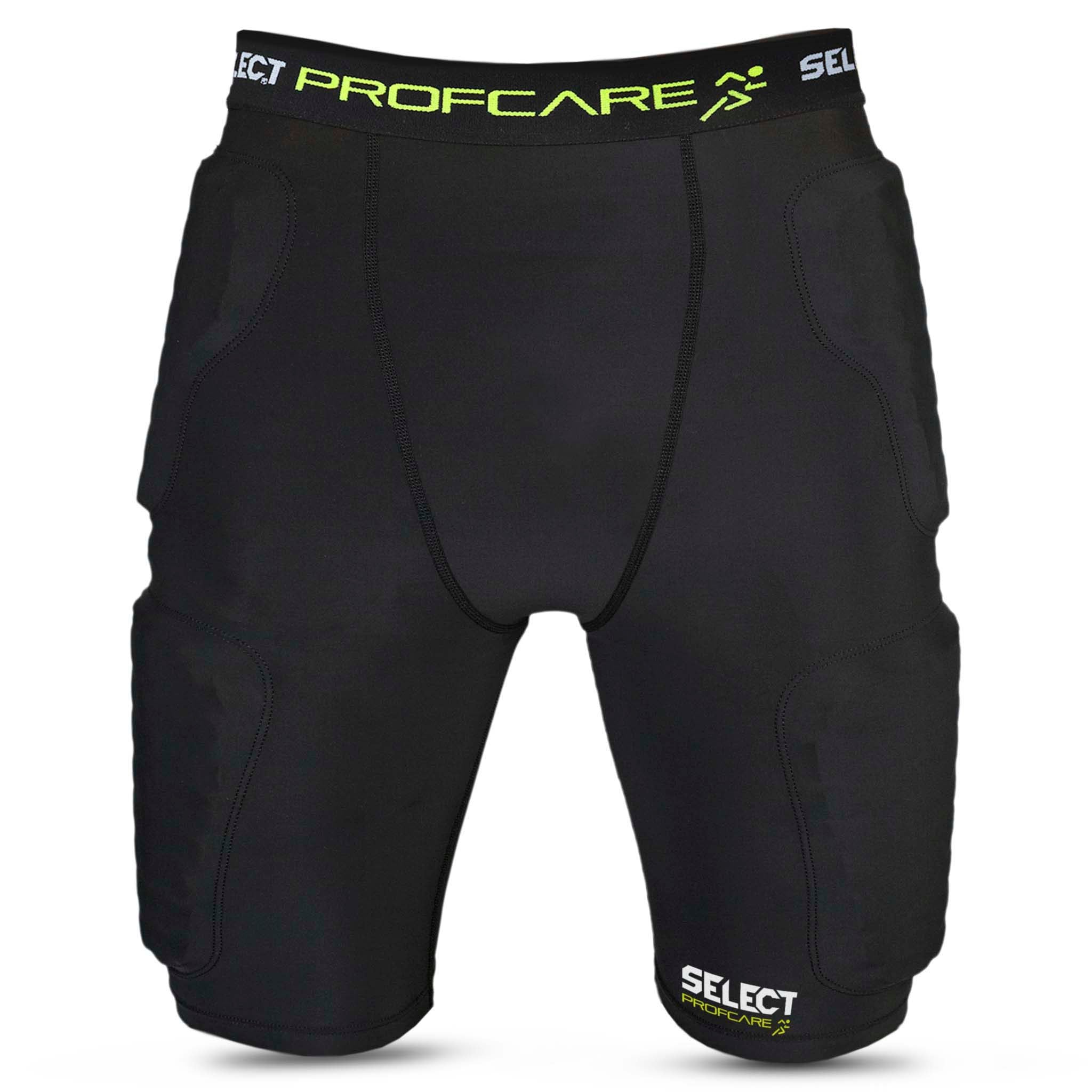 Sorte kompressionsshorts m/puder 6421, sports support, forside med polstret beskyttelse og Profcare-logo