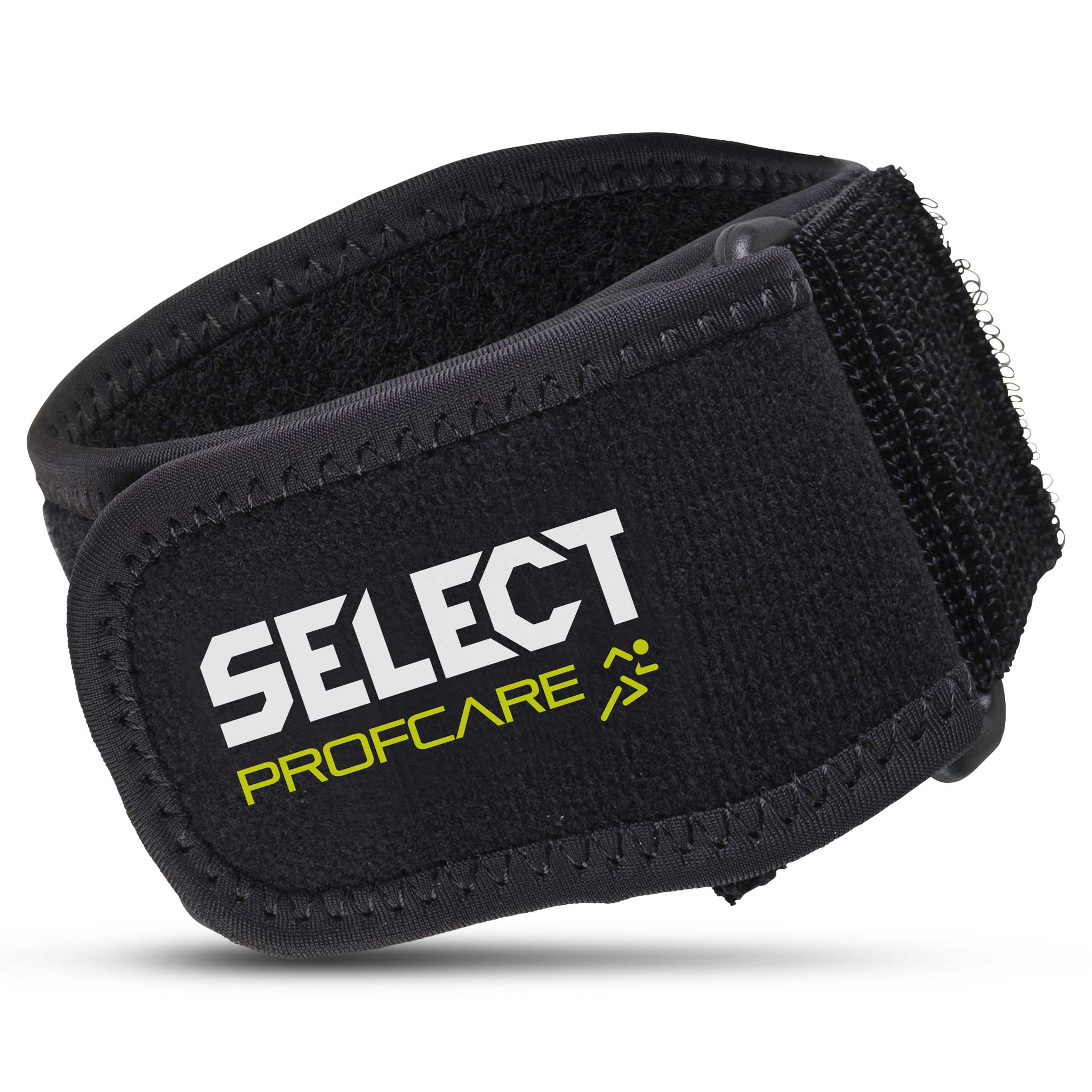 Sort Select Profcare Tennis elbow-caps, sportsstøtte med velcrorem, set forfra.