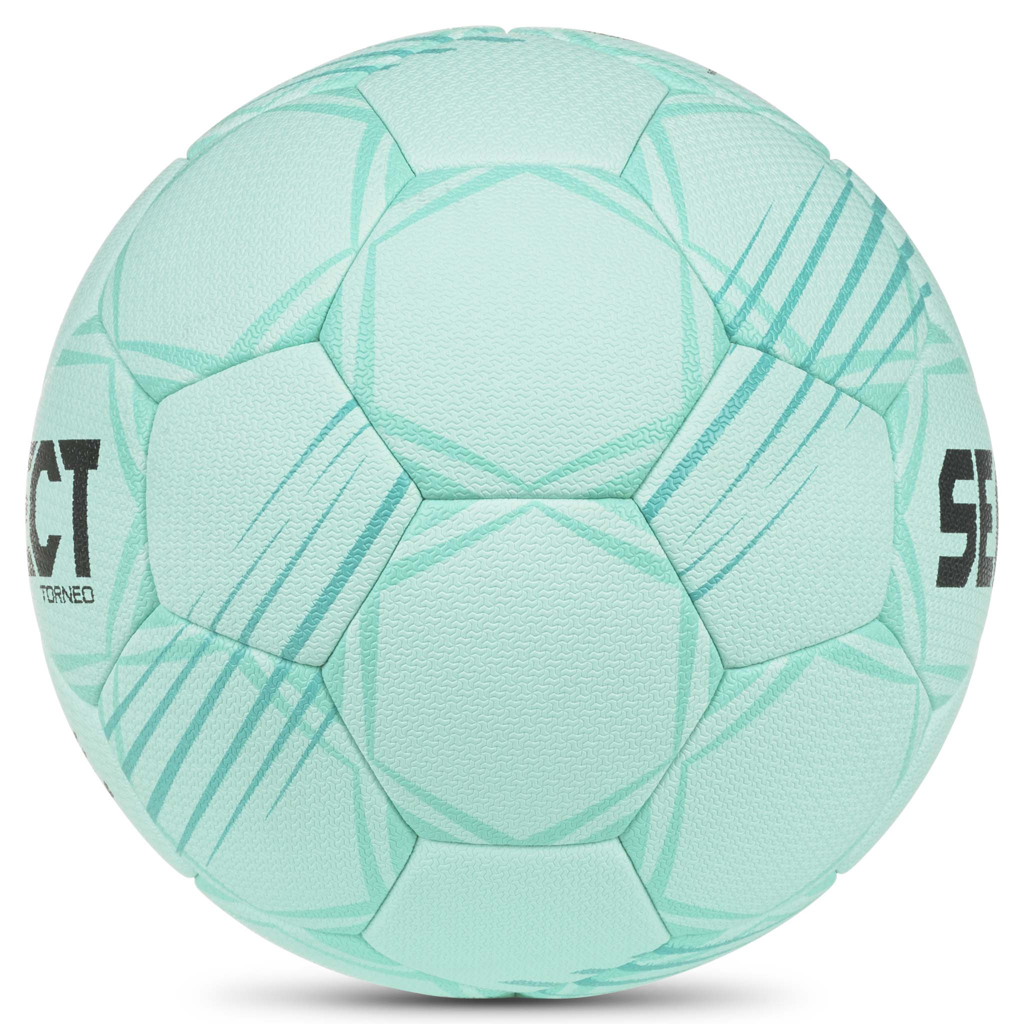 Mintgrön Torneo v26 handboll sedd från höger med texturerade paneler och mörkgrön logga.