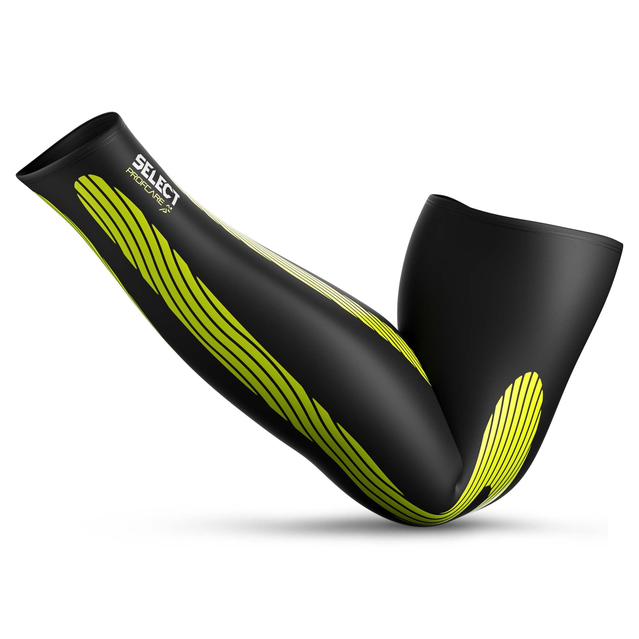 Framsida av svart och grön Compression arm sleeves 6610, Sports support