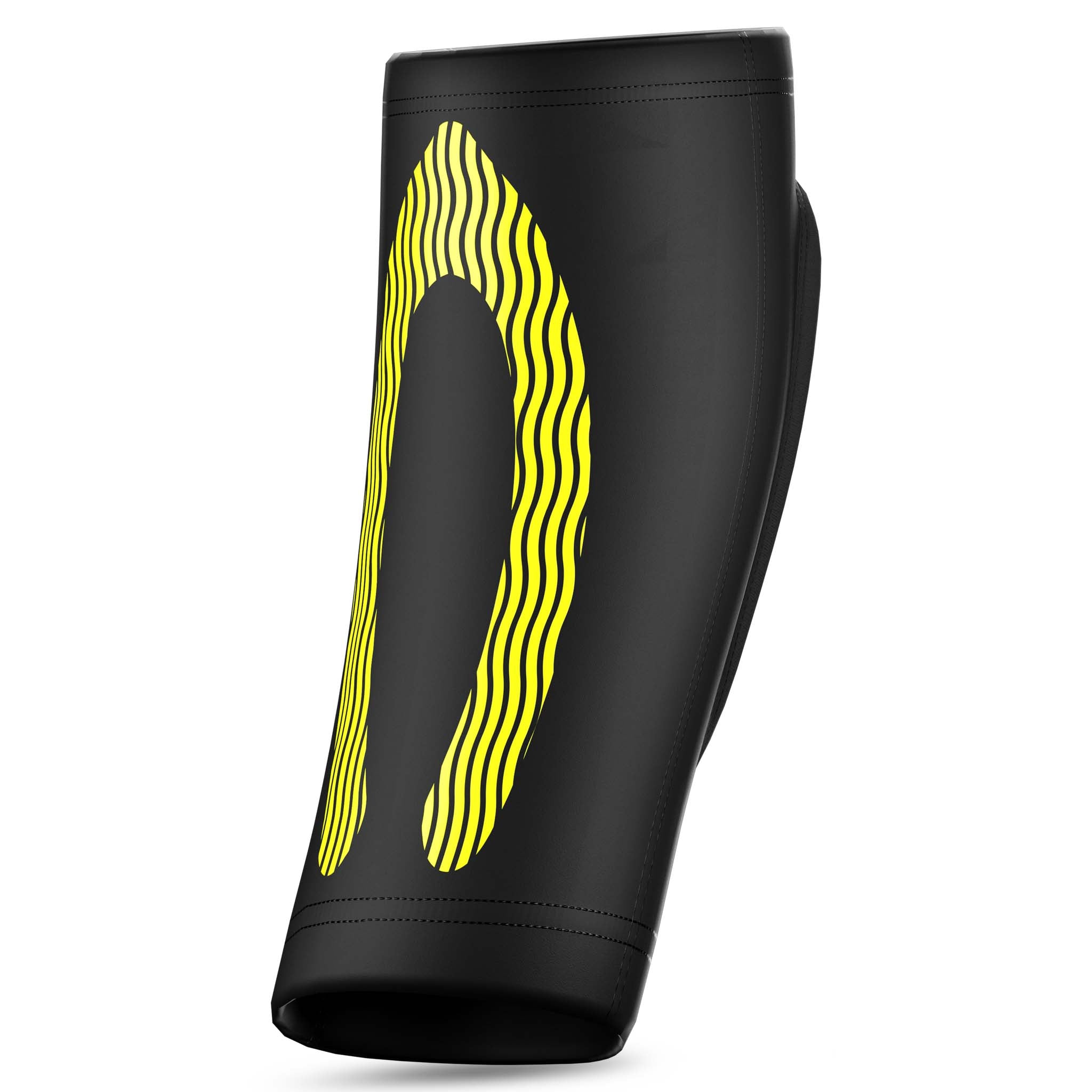 Svart Compression elbow support youth6651 sportstöd, baksida, med gult vågmönster.