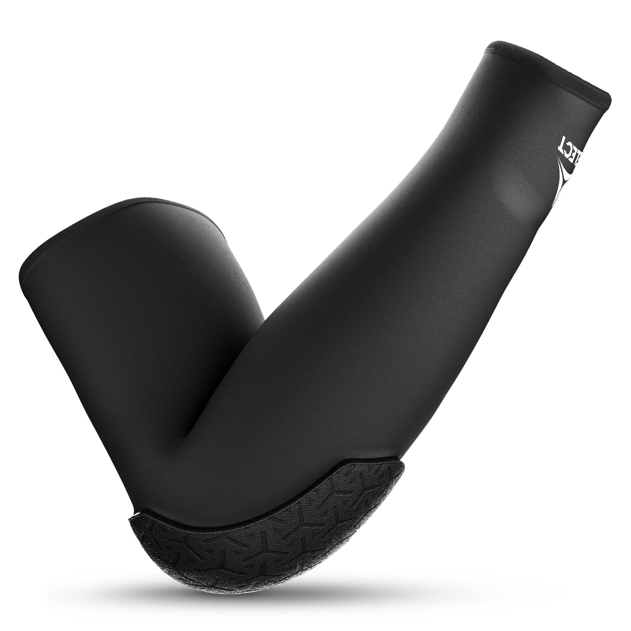 Svart Compression elbow support long 6652, sportstöd, baksida med strukturerad vaddering.
