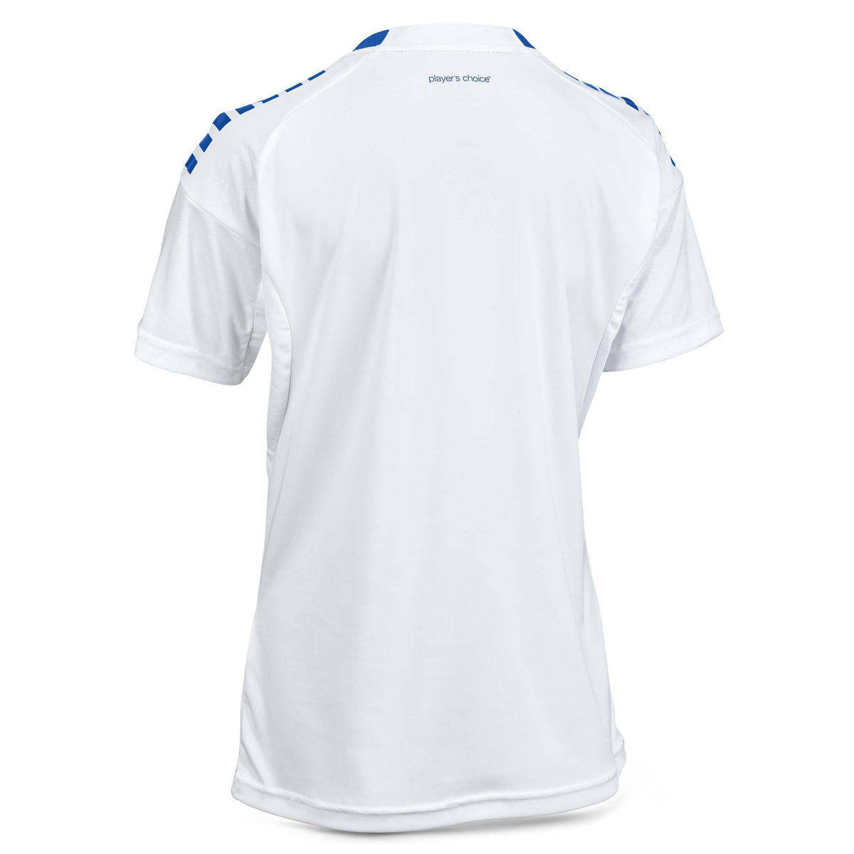 Baksida av vit och blå Player shirt S/S Spain woman v25, Match & Training wear fotboll