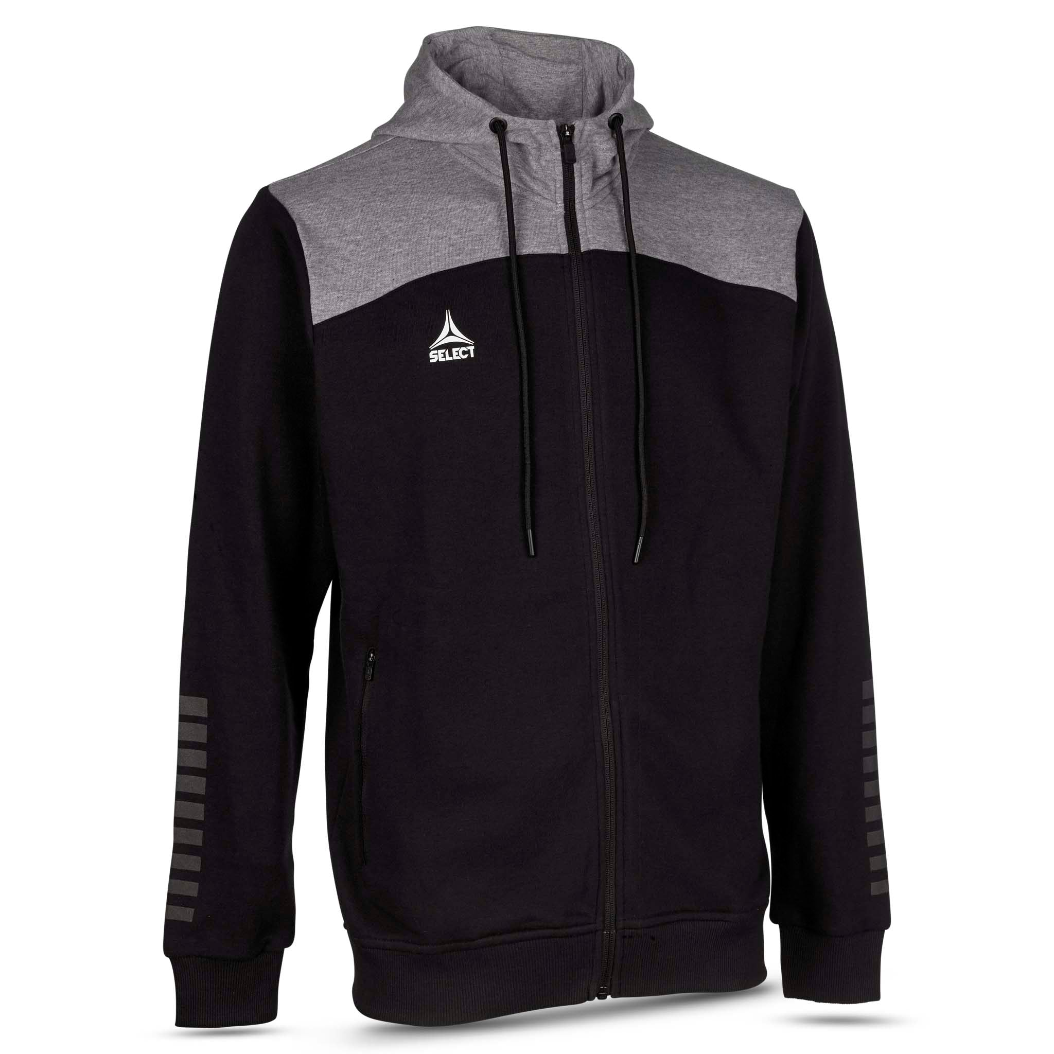 Oxford Hoodie dragkedja #färg_svart/grå