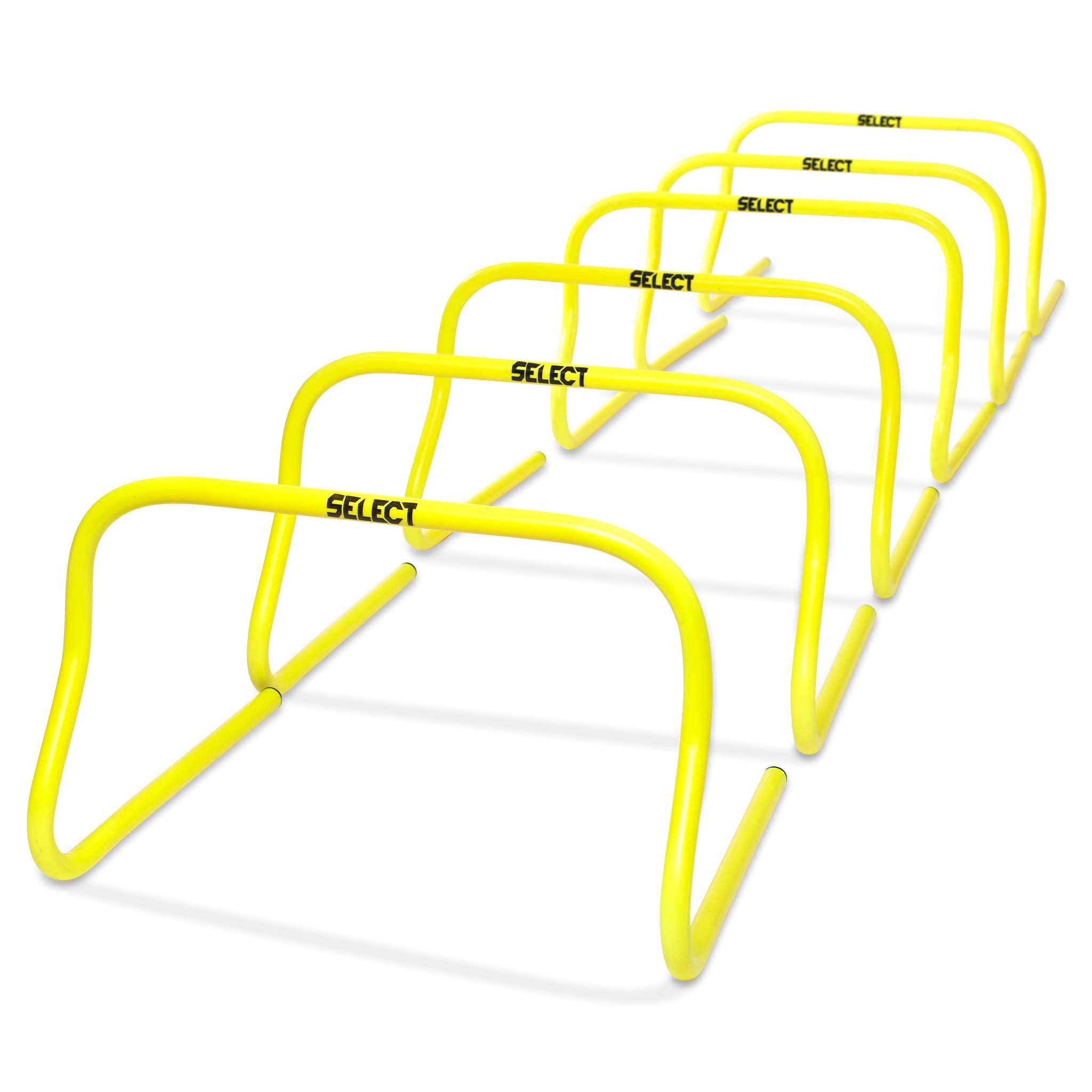 Framifrån av gul Training hurdle, fotboll träningsutrustning, 6-pack